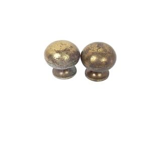 Vintage Brass Tone Metal Cabinet Knobs Pair Mushroom Pulls‎ Canada S-25-519 Aged